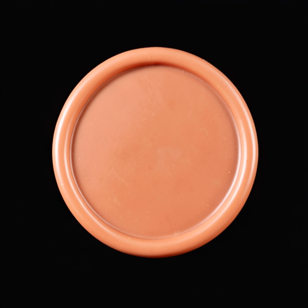 A circular emblem with a warm terracotta glow, suggesting a medieval shield or wax seal against a dark background
